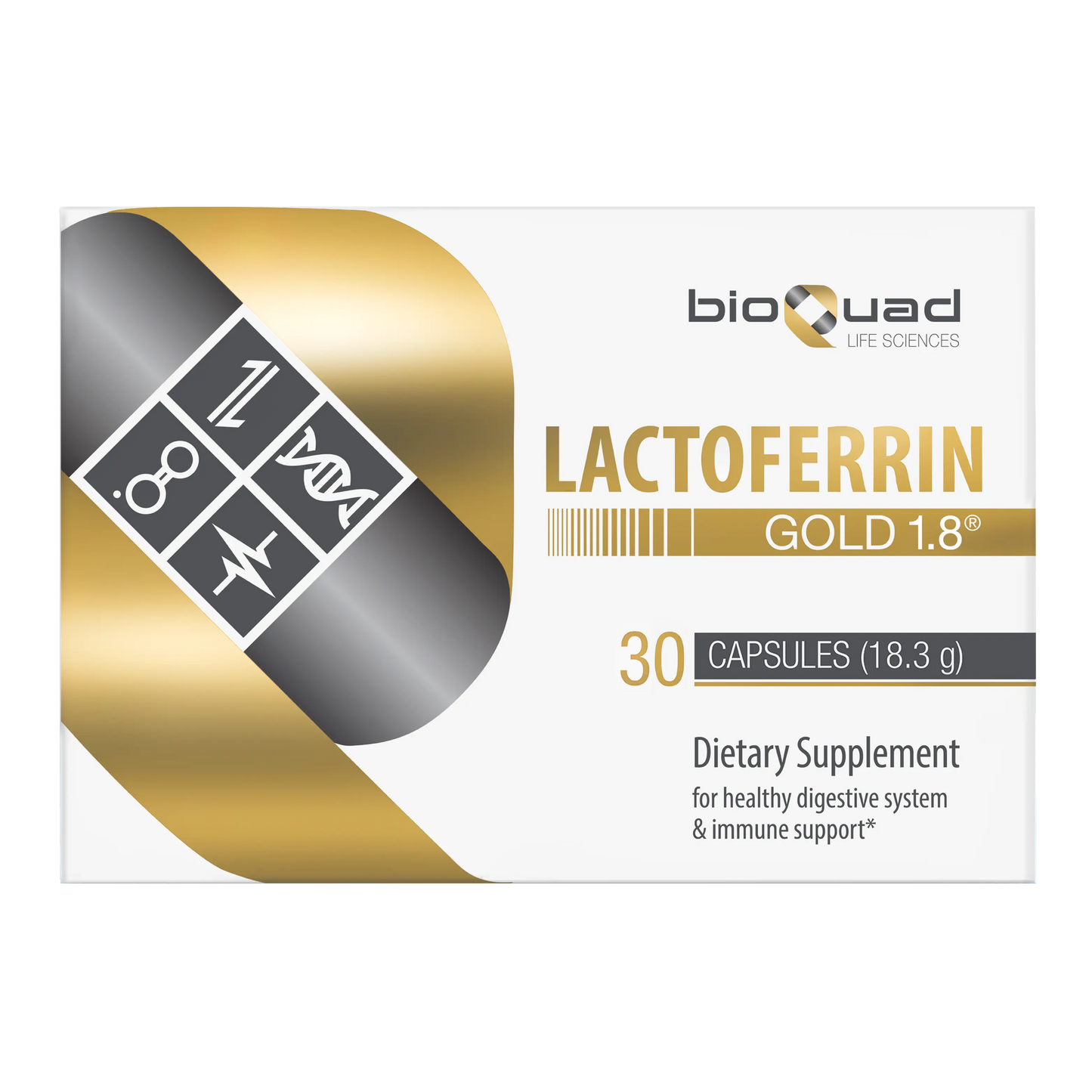 Lactoferrin Gold 1.8® Single Box Front - bioQuad Life Sciences